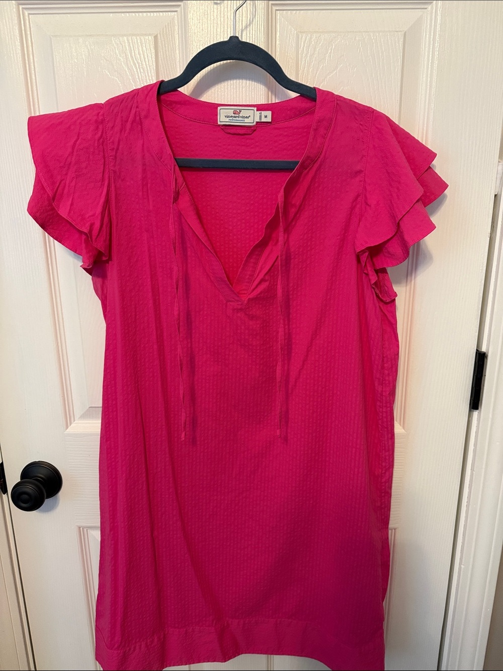 Vineyard Vines Hot Pink Flutter Sleeve V-Neck Tunic